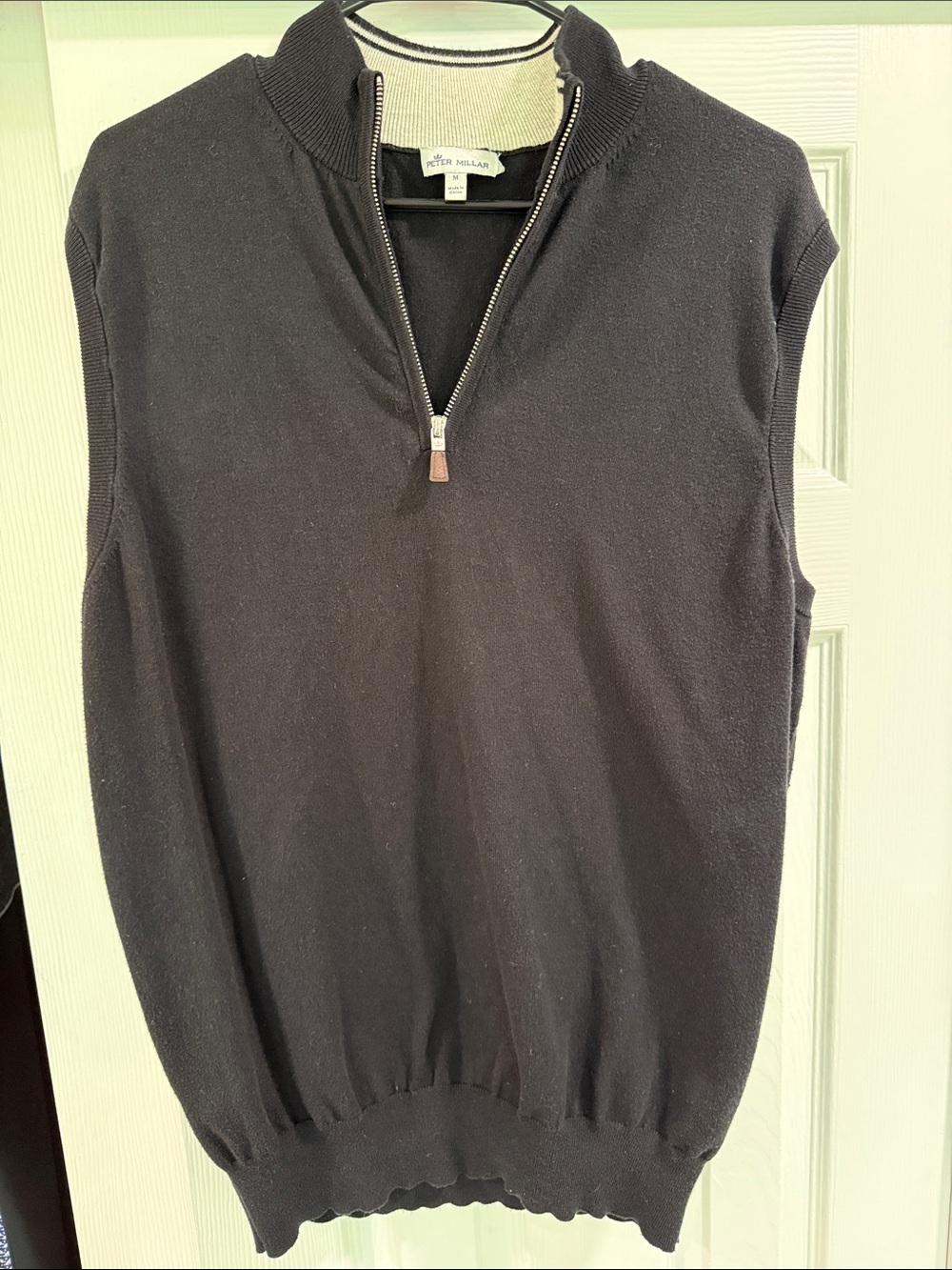 Peter Millar Black Sleeveless Quarter-Zip Knit Vest